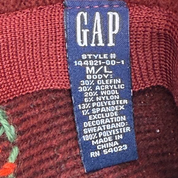 GAP Maroon Burgundy  Embroidered Floral Wool Blend Bucket Hat Y2K Vintage - Picture 4 of 9